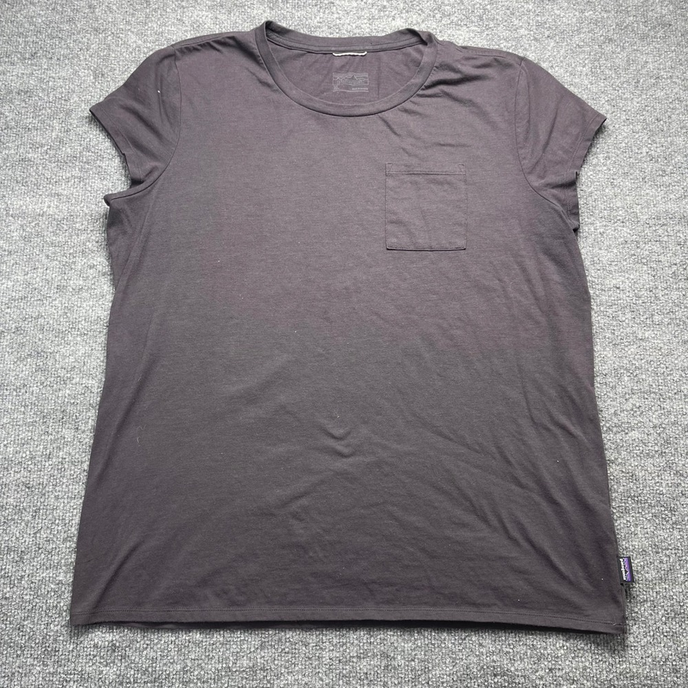 Patagonia Womens XL Gray Short Sleeve Pocket T-Shirt Crew Neck Casual Tee